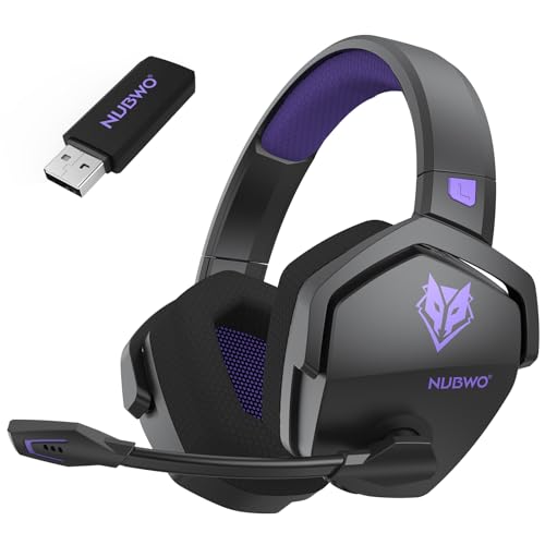 NUBWO G06 Dual Wireless Gaming Headset with Microphone for PS5, PS4, PC, Mobile, Switch: 2.4GHz Wireless + Bluetooth - 100 Hr Battery - 50mm Drivers - Purple