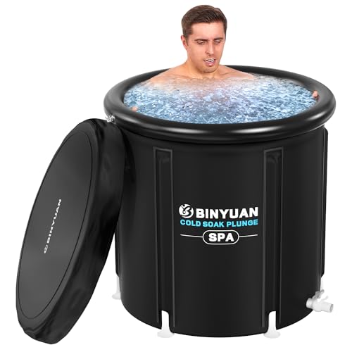 BINYUAN XL Ice Bath Tub for Athletes With Cover 99 Gal Cold Plunge Tub for Recovery, Multiple Layered Portable Ice Bath Plunge Pool Suitable for Gardens, Gyms and Other Cold Water Therapy Training