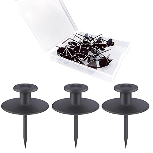 30 PCS Push Pins Picture Hangers Wall Hooks, Double Headed Thumb Tacks for Wall Hangings, Renter Friendly Decor Small Picture Frame Hangers for Drywall Cork Board Home Office Photo Decorations(Black)