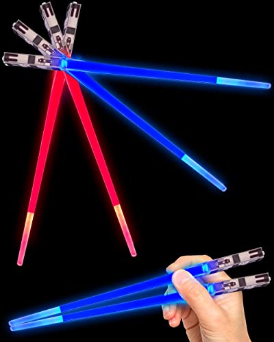 Lightsaber Chopsticks Light Up, Star Wars Chopsticks Light Up, Mini Lightsaber, Fun Chop, Cool Chopsticks, Light Saber Chopsticks, Led Chopsticks, 2 PAIRS, Blue Red (Frosted Tips)