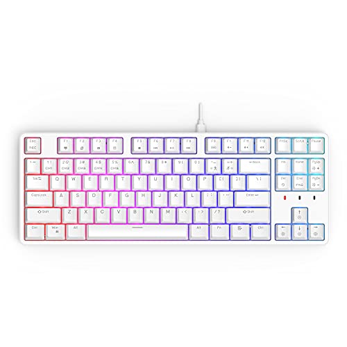 CIY X77 Hot-Swappable Mechanical Keyboard/RGB Gaming Keyboard/USB C/Anti Ghosting/N-Key Rollover/Compact Layout 87 Key/Magnetic Upper Cover/for Mac Windows (White and Brown Switch)