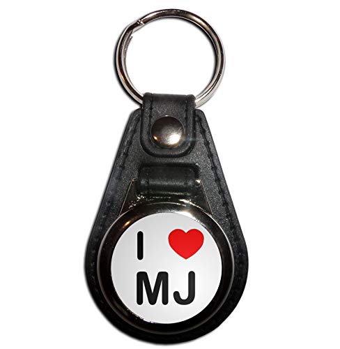 I Love MJ - Black Plastic Medallion Key Ring