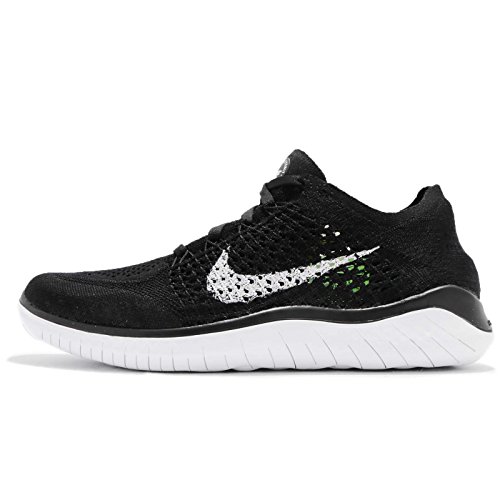 Nike Womens Free RN Flyknit 2018 Running Athletic, Black/White (Black Upper), 6.5