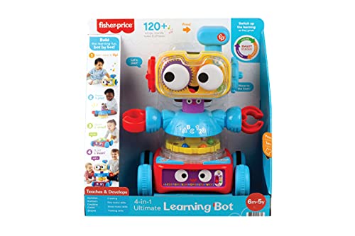Fisher-Price Baby Toddler & Preschool Toy 4-in-1 Learning Bot with Music Lights & Smart Stages Content for Ages 6+ Months