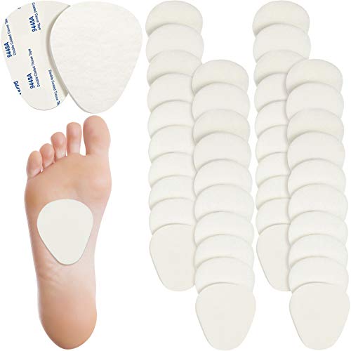 40 Pieces Metatarsal Felt Feet Insert Pads Ball of Foot Cushion Pain Relief Forefoot Support Adhesive Foam Foot Cushion Pad for Men and Women 1/4 Inch Thick (White)
