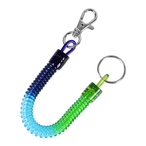 uxcell Metal Coiled Lanyard, Spiral Retractable Spring Coil Keychain Stretch Cord, 8.7 Inch Anti-lost Key Ring with Metal Lobster Clasp for Fishing Equipment Pliers Tool Keys Cellphone