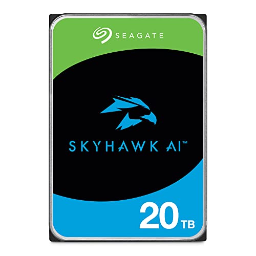 Seagate Skyhawk AI 20TB Video Internal Hard Drive HDD – 3.5 Inch SATA 6Gb/s 256MB Cache for DVR NVR Security Camera System with in-House Rescue Services (ST20000VEZ02/002)