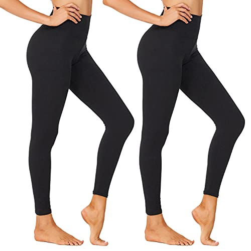 NexiEpoch High Waisted Leggings for Women - Black Tummy Control Compression Soft Yoga Pants for Workout Reg & Plus Size