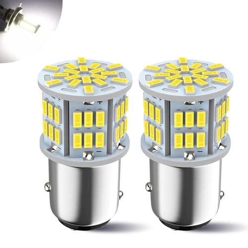 QODOLSI 2 PCS Automobive 1157 Double Contact Brake Light, 1157 7528 2357 2057 BAY15D Super Bright Bulb Replacement, 3014-54SMD Chip Truck Brake Tail Light, Universal Lighting Accessories (White)