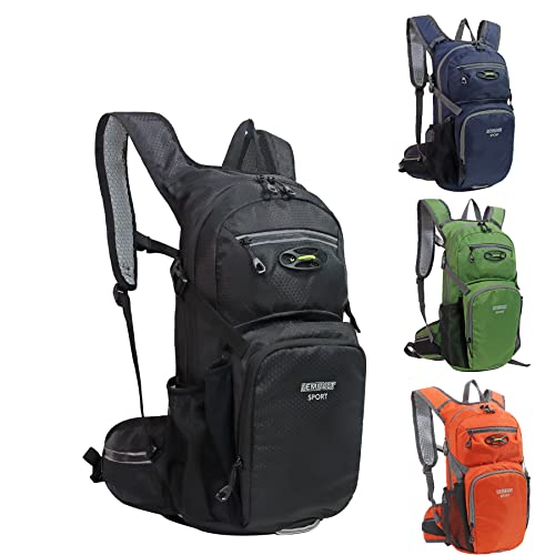 Lemuvlt Hiking Daypack Waterproof Biking Backpack 15L Capacity, Many Compartments Lightweight & Durable- Ideal Backpack for Skiing Skating Snowboarding Hiking Running MTB Cycling(Black)