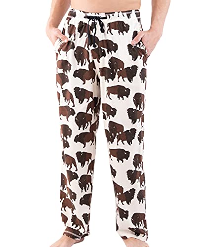 Lazy One Animal Pajama Pants For Men, Men's Separate Bottoms, Lounge Pants, Buffalo (Roam, X-LARGE)