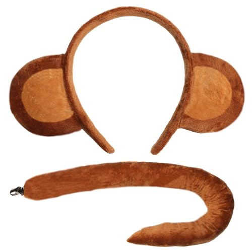 Tequise Monkey Ears Headband and Tail Set- Monkey Costume Accessory kit