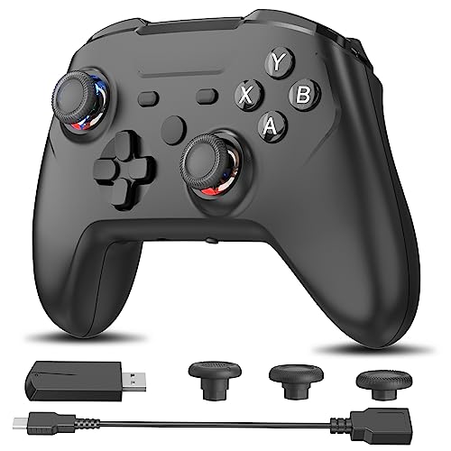 DOBE Steam Controller, Wireless Gaming Controller for Steam/Steam Deck/PC Windows/Laptop/PS3, PC Gamepad with Adjustable Dual Vibration & Headphone Jack (Battery Required)