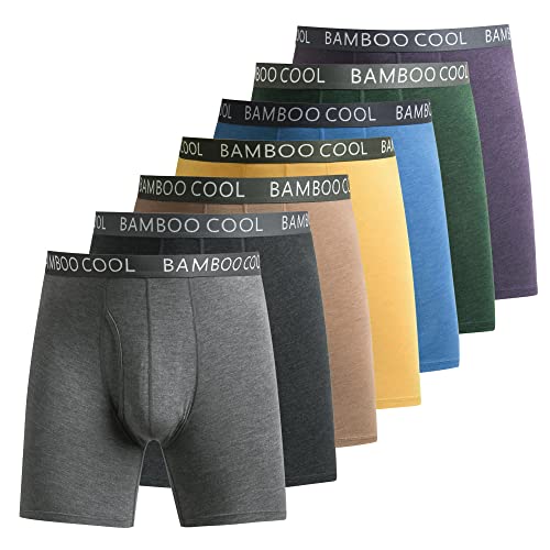 BAMBOO COOL Men’s Underwear Boxer Briefs 7-Pack Breathable and Soft with Fly Underwear for Men