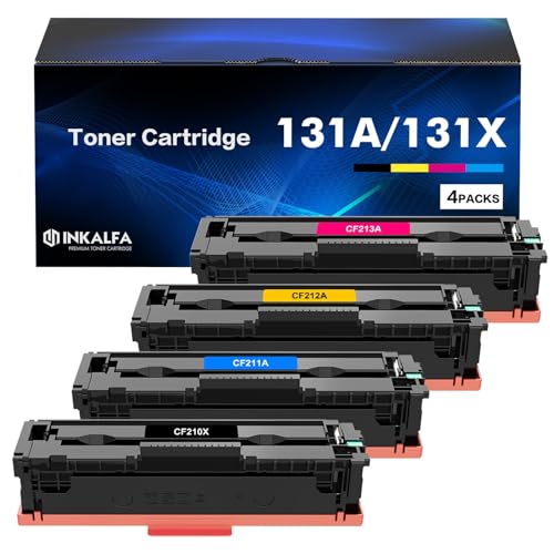 131A Toner Cartridges 4 Pack: 131X M251nw M276nw Compatible Replacement for HP Laserjet Pro 200 Color MFP M276nw M251nw Printer Ink for HP 131A 131X CF210X(A) CF211A CF212A CF213A (4 Pack)