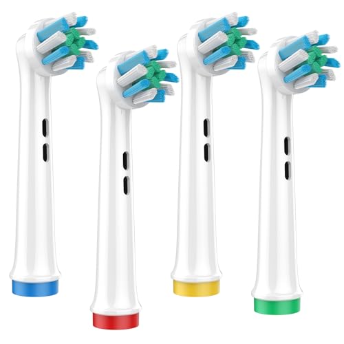 Professional Electric Toothbrush Replacement Brushheads for Family Gum Care, Twisted & Angled Bristles for Deeper Plaque Removal Case, 4Count, Cover