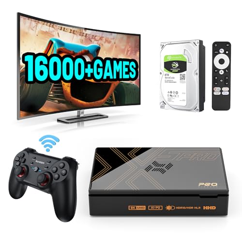 Lutonvia Retro Game Console x5 Pro with Built-in 16000+ Games, Comptable with 40+ Emulators, Android 12.0/Game System, Emulator Console support 8K UHD Output, 2.4G/5G Wi-Fi 6 BT5.0 (4TB)
