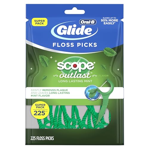 Oral-B Glide with Scope Outlast Dental Floss Picks, Mint, 225 Picks