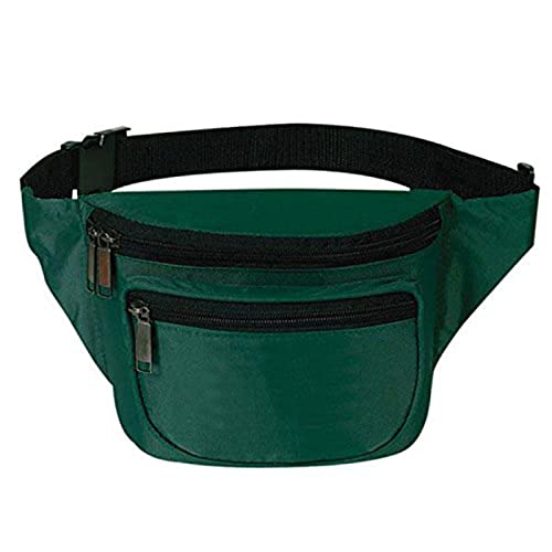 Waist Bag, BuyAgain Sport Running Fanny Pack Waist Travel Fanny Bag for Men Women with Quick Release Buckle 3 Zipper Compartments Fit Smart Cellphone and Passport Hunter Green