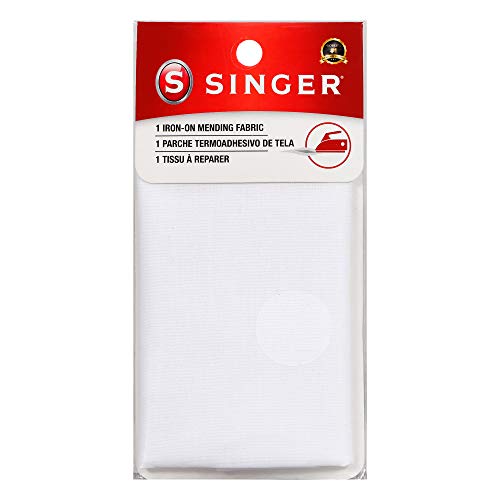 Singer 00097 Iron-On Mending Fabric, Fabric Patch for Mending ClothesWhite, White,
