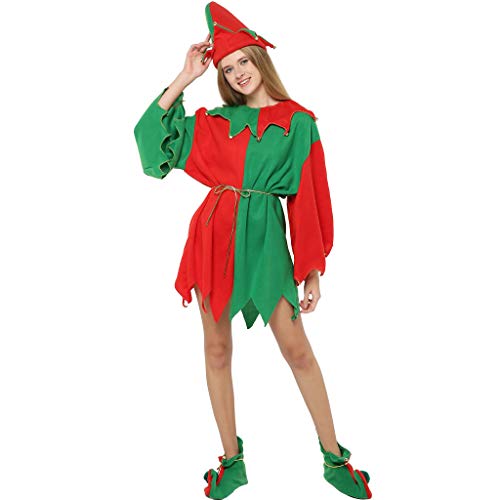 EraSpooky Women Christmas Santa Elf Costume for Christmas Party(One Size)