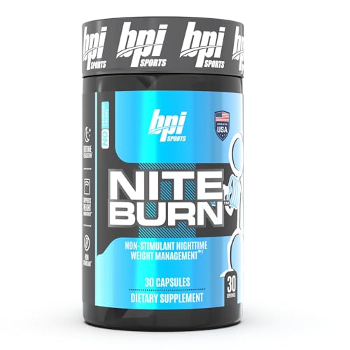 BPI Sports Nite burn – Nighttime Fat Burner & Sleep Support – Keto-Friendly – Weight Loss, Burn Fat, Relaxation, Boost Metabolism – 30 servings – 640mg, Capsule