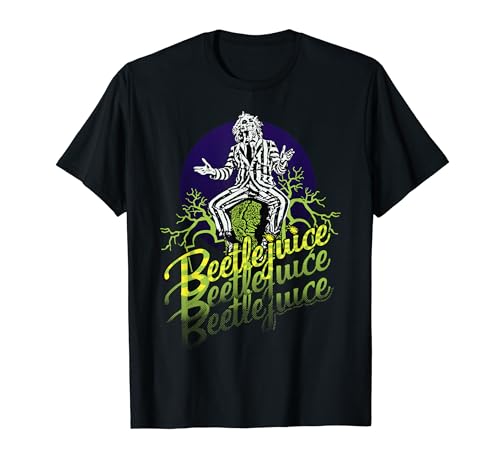 Beetlejuice Three Times Text Portrait T-Shirt