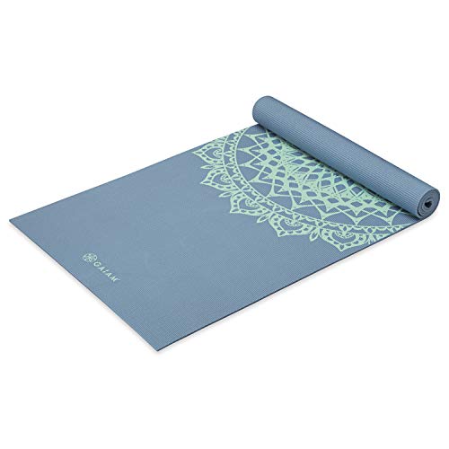 Gaiam Yoga Mat Unisex-Adult Premium Print Non Slip Exercise & Fitness Mat for All Types of Yoga, Pilates & Floor Workouts, Blue Shadow Marrakesh, 68 Inch L x 24 Inch W x 5mm Thick