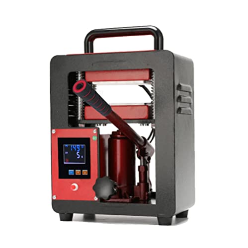 5 Ton Portable Hydraulic Heat Press Machine 2000+ PSI 2.3 x 4.7 Inch Dual Heating Plate LCD Controller Timer Heavy Duty Press, red/black, CS01