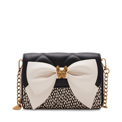 Betsey Johnson Bull Dog Bow Wallet on a Chain, Black/White
