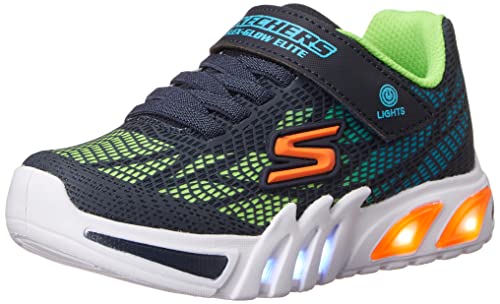 Skechers Boy's Flex-Glow Elite-Vorlo Sneaker, Navy/Multi, 9 Toddler