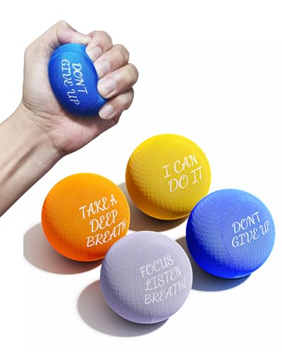 ALMAH Stress Balls for Adults Kids 4 Pack Hand Therapy Exercise Balls 2.4 inch Stress Relief Balls, Squishy ball for Hand Therapy Finger Wrist Muscles Arthritis, Squeeze Ball Grip Strength Trainer