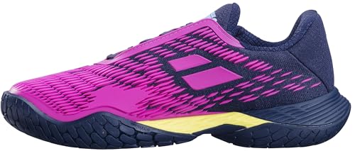 Babolat Men's Propulse Fury 3 All Court Tennis Shoes, Dark Blue/Pink Aero (US Men's Size 10)