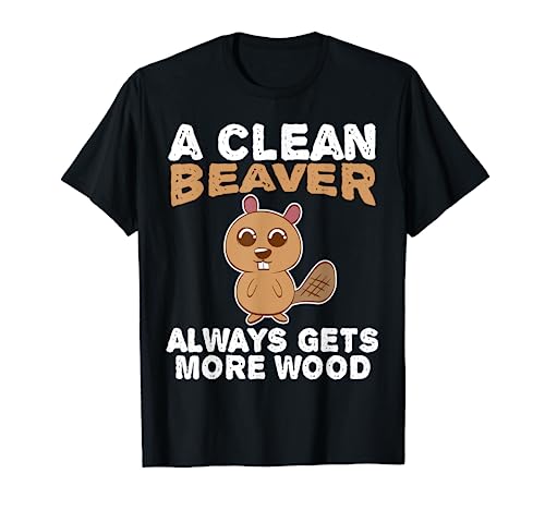 Dirty Funny Adult Clean Beaver Wood T-Shirt