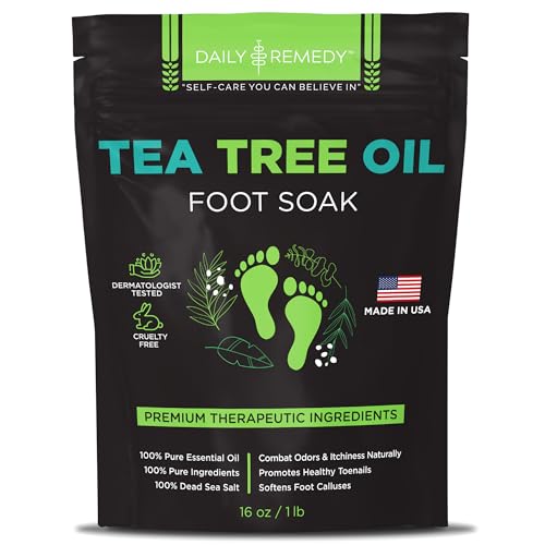 Tea Tree Oil Foot Soak with Epsom Salt - Made in USA - for Toenail Athletes Foot, Stubborn Foot Odor Scent, Softens Calluses & Soothes Sore Tired Feet - 16 Ounces