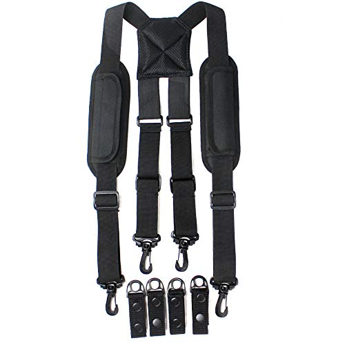 MELOTOUGH Police Suspender for Duty Belt Tactical Suspenders for Law Enforcement with Padded Shoulder with 4 pieces duty belt keeper