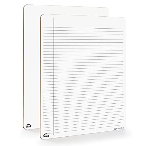 Scribbledo Dry Erase Notebook College Ruled Lined Board 9'x12' Reusable Lined Erasable Ruled Writing Note Pad Lapboard, Blank Whiteboard on Reverse