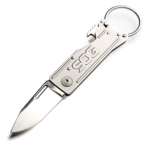 SOG KeyTron Keychain Pocket Knife- Convenient 1.8 Inch EDC Folding Knife with Bottle Opener and Quick Thumb Release (KT1001-CP)