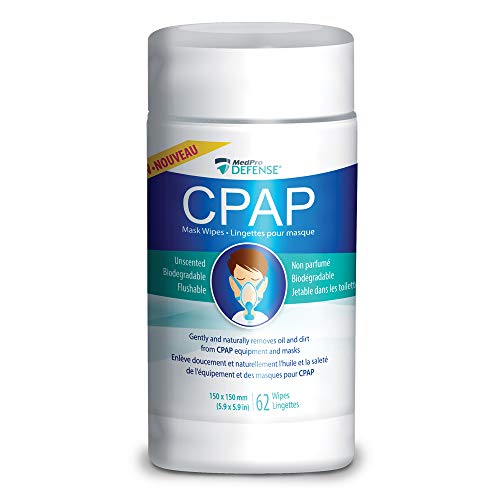 MedPro Defense Cpap Mask Wipes for Daily Cleaning, Gently Removes Dirt and Oil, Biodegradable, Unscented, Lint-Free, Flushable, Naturally Remove Dirt from CPAP Masks