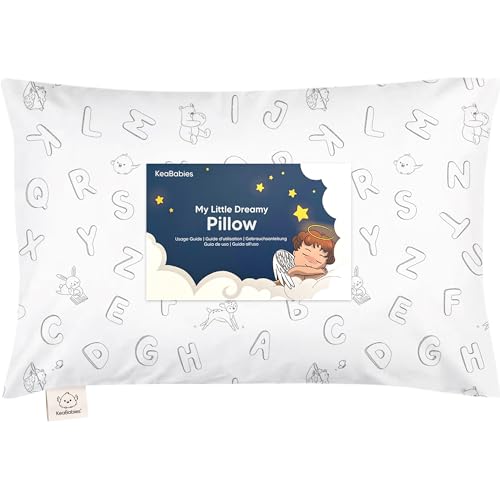 Toddler Pillow with Pillowcase - 13x18 My Little Dreamy Pillow, Organic Cotton Toddler Pillows for Sleeping, Kids Pillow, Travel Pillows, Mini Pillow, Nursery Pillow, Toddler Bed Pillow (ABC Land)