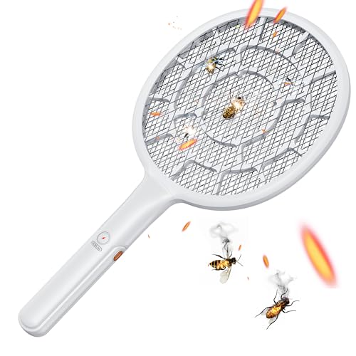 YsChois, Electric Fly Swatter Racket - Bug Zapper Racket with Powerful Grid - Easy to Use, Lightweight - Indoor & Outdoor Use - Empirical Use Tips (Included) - AA Battery Required (Not Included)