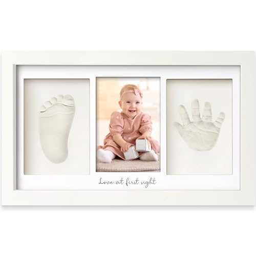 Baby Hand and Footprint Kit - Baby Footprint Kit, Newborn Keepsake Frame, Baby Handprint Kit, Personalized Baby Gifts, Nursery Decor, Baby Shower Gifts for Girls Boys(Alpine White)