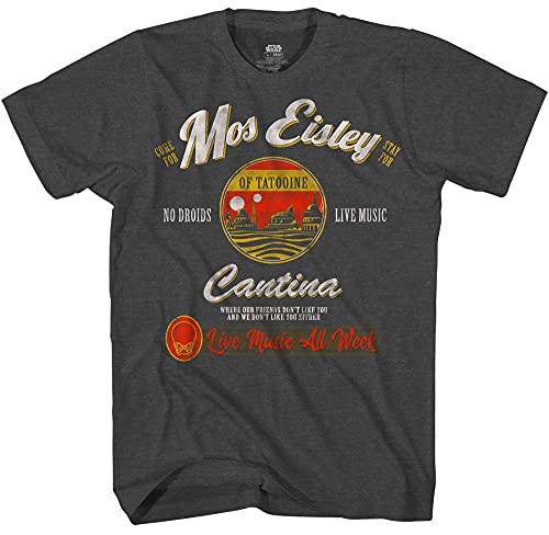 STAR WARS Mos Eisley Cantina Tatooine Men's Adult Graphic Tee T-Shirt (Charcoal Heather, Small)