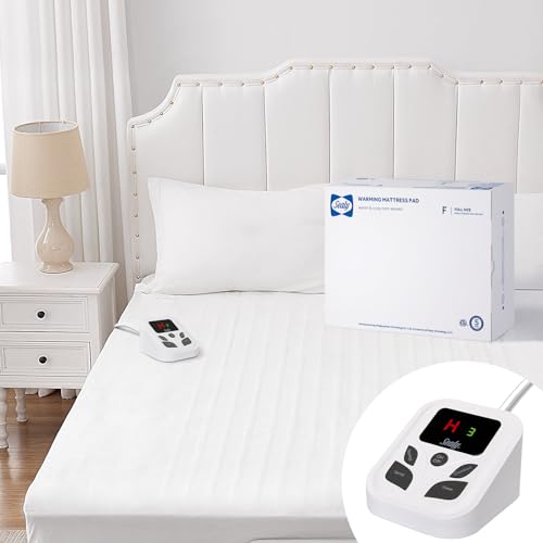 Sealy Heated Mattress Pad Full Size with 10 Heated Settings | Electric Mattress Pad Bed Warmer 54'x75' | Auto Shut Off 1-9 Hours| Fit Up to 15 Inch Deep Pocket | Machine Washable