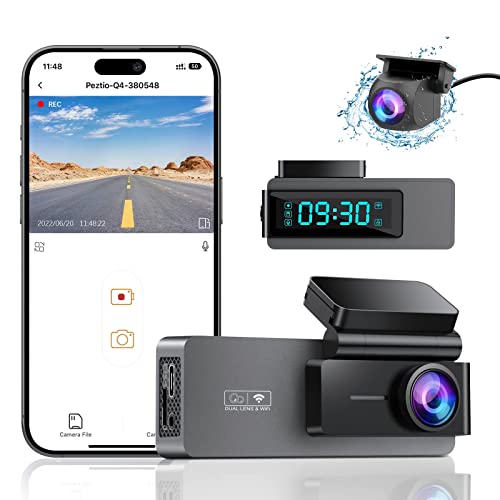 Dash Cam Front and Rear 2K+1080P, Free 64GB SD Card, Built-in WiFi, 4K Single Front Dash Camera for Cars, Car Camera, Dual Dashcams for Cars with Night Vision, 24 Hours Parking Monitor, Loop Recording