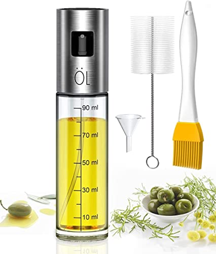 Leaflai Oil Sprayer for Cooking, Olive Oil Spray Bottle for Kitchen 100ml Glass Olive Oil Sprayer Mister Oil Vinegar Spritzer Sprayer Glass Bottles for Cooking/Salad/Barbecue