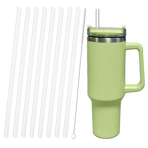 Replacement Straw Compatible with Stanley 40 oz 30 oz Cup Tumbler, 8 Pack Reusable Straws for Stanley 40 oz Tumbler with Handle, Straws with Cleaning Brush for Stanley Accessories, Plastic, Clear