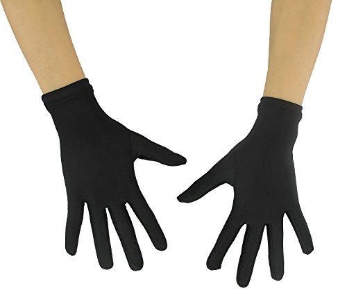 Ensnovo Adult Wrist Length Spandex Full Finger Stretchy Short Gloves Black M