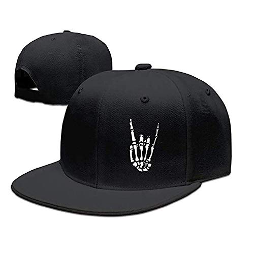 Snapback Hats for Men Baseball Cap Adjustable Flat Bill Trucker Dad Gift Skull Hat Skeleton Hand Snap Backpack Skateboard Hats for Boys Teen Black