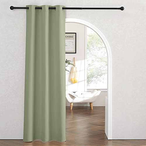 RYB HOME Portable Doorway Curtains Privacy Blackout Thermal Insulating Drapes for Bedroom Closet Living Room Dining Kids Nursery Window Treatment Panels, Wide 42 x Long 80 inches, Sage Green